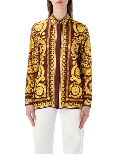 Versace Women Gold Barocco Shirt, S Luxury Shirts For Women Darveys In Multi