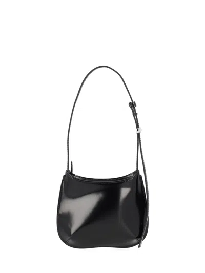 Jacquemus Le Petit Bisou Leather Shoulder Bag Adjustable Strap In Black