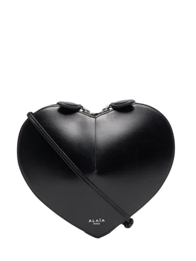 Alaïa Alaia Mini Heart-shaped Handbag With Gold Hardware In Black