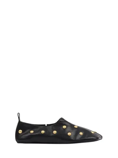 Chloé Chloe Rita Stud-embellished Leather Ballet Flats In Black