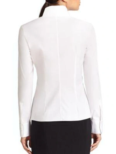 Shop Akris Women's Stand Collar Poplin Blouse In White