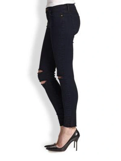 Shop J Brand 8227 Mid-rise Distressed Ankle Skinny In Blue Mercy