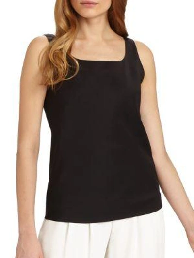 Shop Lafayette 148 Women's Silk Double Georgette Bias Tank Top In Black