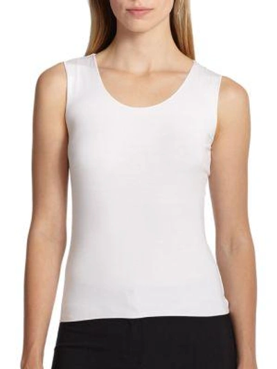 Shop Armani Collezioni Jersey Tank Top In Solid White