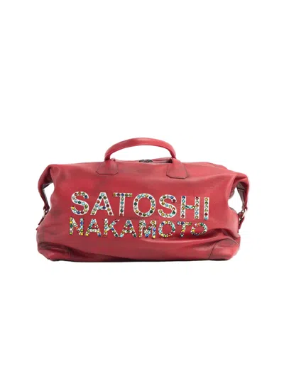 Satoshi Nakamoto Studded Weekender In Red