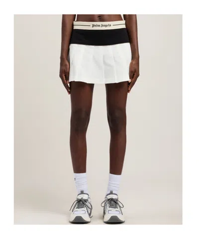 Palm Angels Logo Skirt Straight Cut Contrast Waistband In Multi