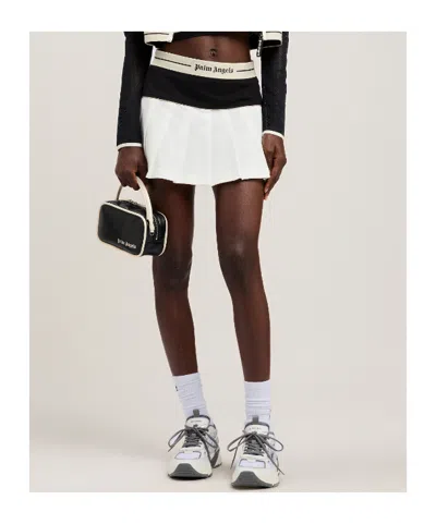 Palm Angels Logo Skirt Straight Cut Contrast Waistband In Multi