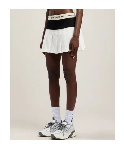 Palm Angels Logo Skirt Straight Cut Contrast Waistband In Multi