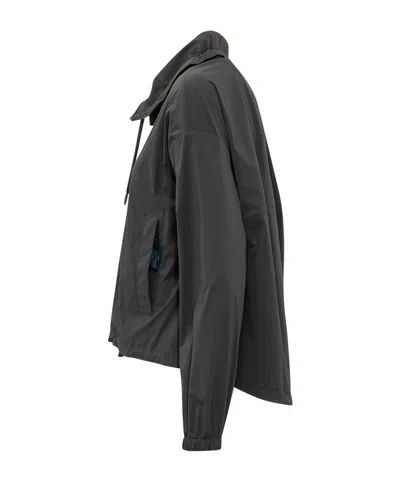 Herno Drawstring Zip Hooded Jacket In Gray
