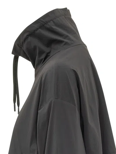 Herno Drawstring Zip Hooded Jacket In Gray