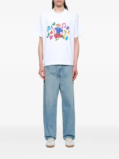 Vowels 3d Front-print T-shirt In White