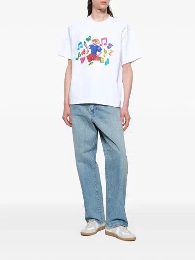 Vowels 3d Front-print T-shirt In White