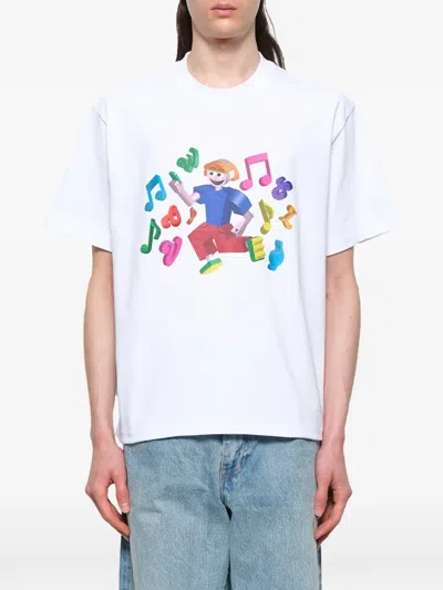 Vowels 3d Front-print T-shirt In White