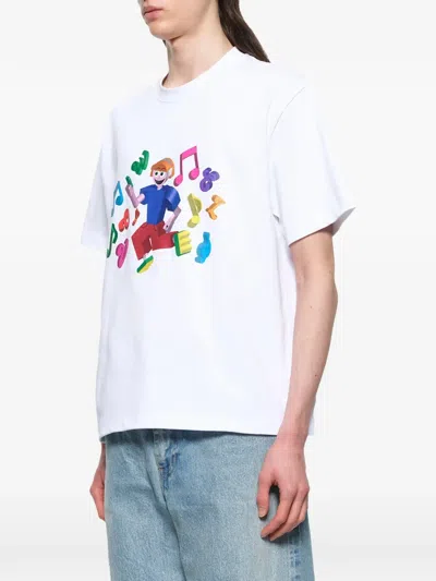 Vowels 3d Front-print T-shirt In White