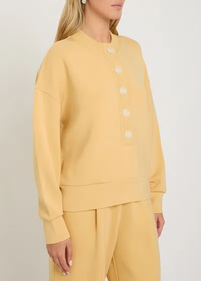Varley Reena Button-down Stretch-jersey Sweatshirt In Brown