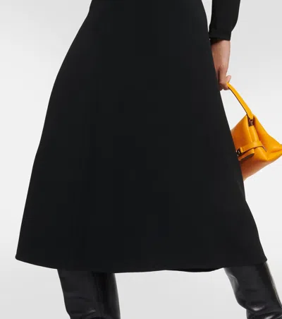 Victoria Beckham Dolman Long Sleeve Cady Midi Dress In Black
