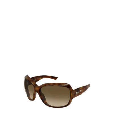 Gucci Eyewear Oversized Frame Sunglasses In Brown