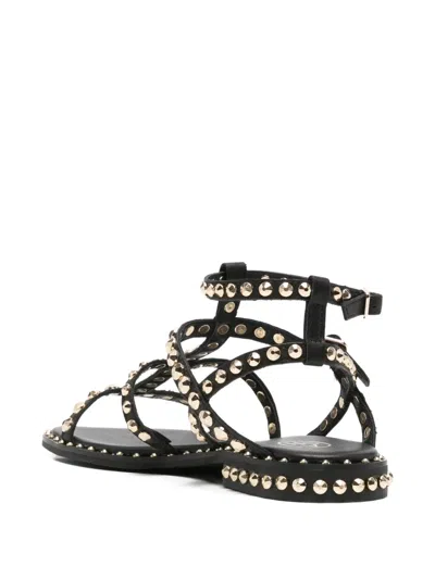 Ash Ankle Strap Sandals Flat Sole Studs In Black