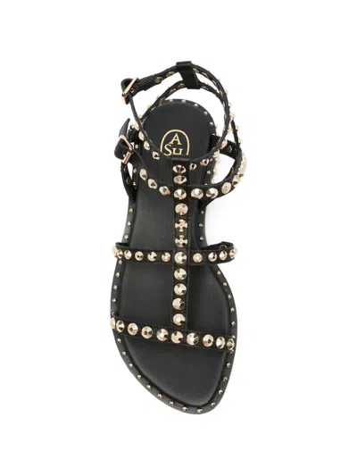 Ash Ankle Strap Sandals Flat Sole Studs In Black