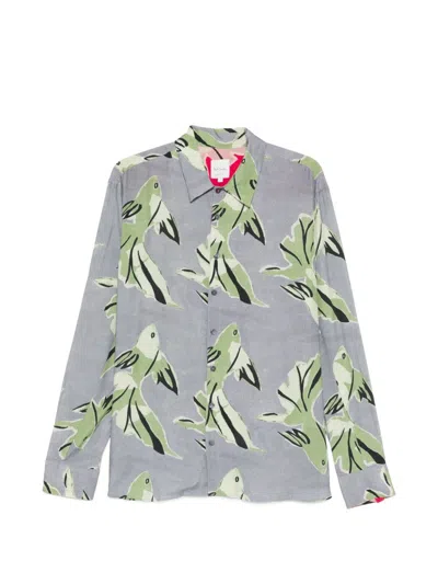 Paul Smith Print Buttoned Shirt In Gray