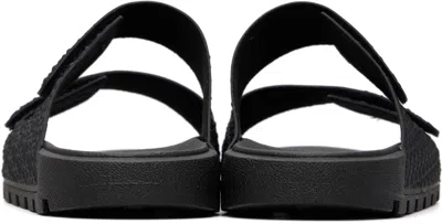 Hugo Boss Black Monogram Riptape Strap Sandals In Black