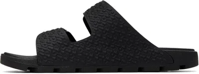 Hugo Boss Black Monogram Riptape Strap Sandals In Black