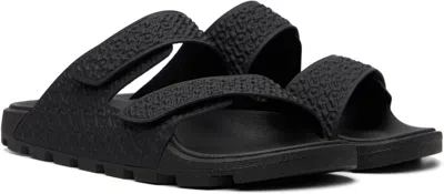Hugo Boss Black Monogram Riptape Strap Sandals In Black