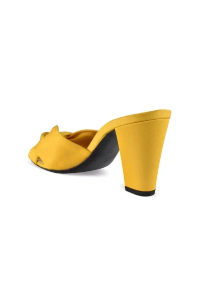 Saint Laurent Fabric Franciane Sandals Cone Heel Knotted In Yellow