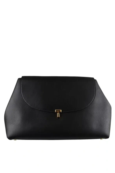Totême T-lock Foldover Top Shoulder Bag In Black