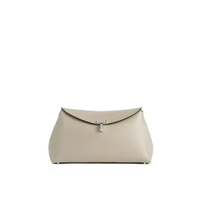 Totême T-lock Smooth-leather Convertible Clutch In Milk In Neutral