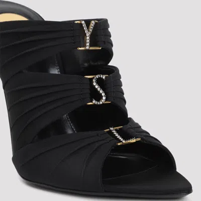 Saint Laurent Emilie 110 Crystal Embellished Satin Mules In Black