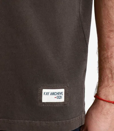 Fay Brown Solid Crew Neck T-shirt In Brown