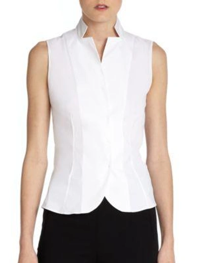 Shop Akris Stand Collar Blouse In White