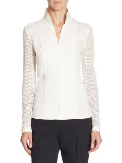 Shop Akris Punto Women's Elements Mesh-sleeve Blouse In Cream