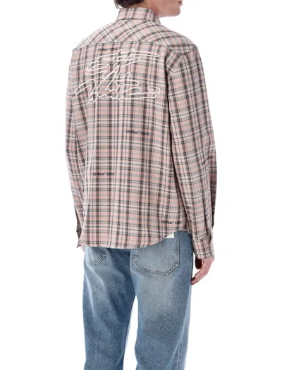 Off-white Pink Flannel Regular Shirt In Blue