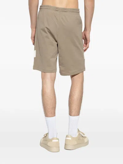 Ea7 Logo-print Drawstring Track Shorts In Brown