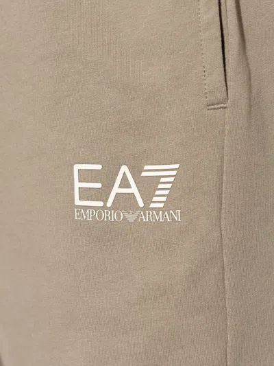 Ea7 Logo-print Drawstring Track Shorts In Brown