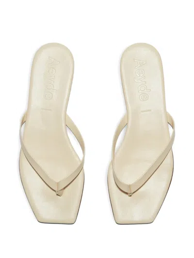Aeyde Ivory Nappa Leather Cross Breed Lamb Leather Flats In Neutral