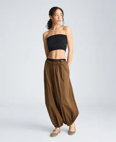Kenneth Cole Pull On Bubble Leg Pant In Brown