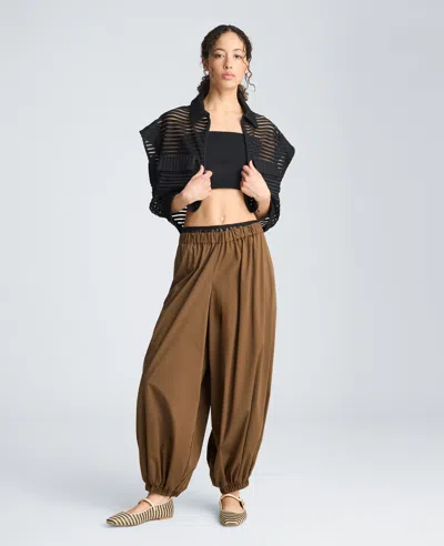 Kenneth Cole Pull On Bubble Leg Pant In Brown