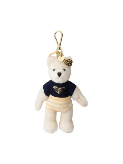 Prada Women's Teddy Bear Key Ring Charm With Metal Ring In Multi