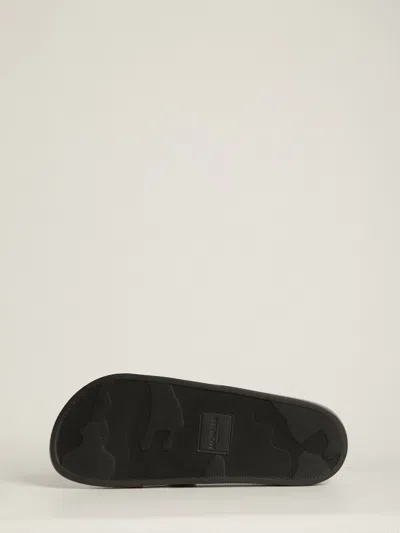 Moncler Basile Rubber Slides Logo Strap In Multi