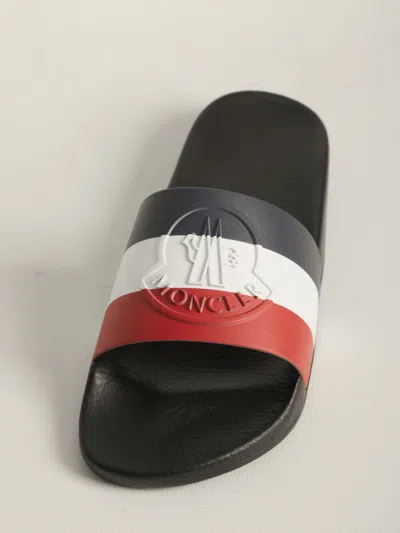 Moncler Basile Rubber Slides Logo Strap In Multi