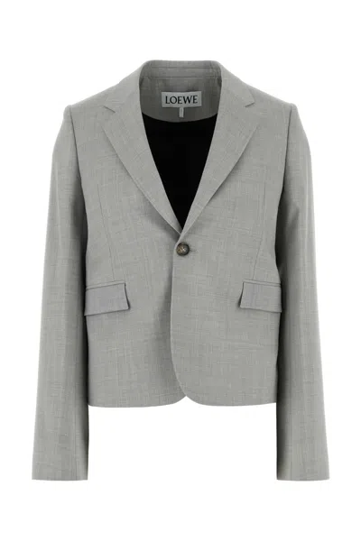 Loewe Light Grey Wool Single-breasted Blazer In Gray