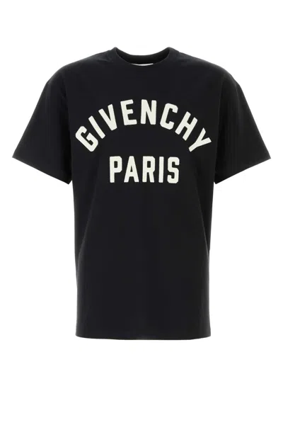 Givenchy Men Black Crewneck T-shirt With Maxi Logo Lettering On The Front In Cotton Man
