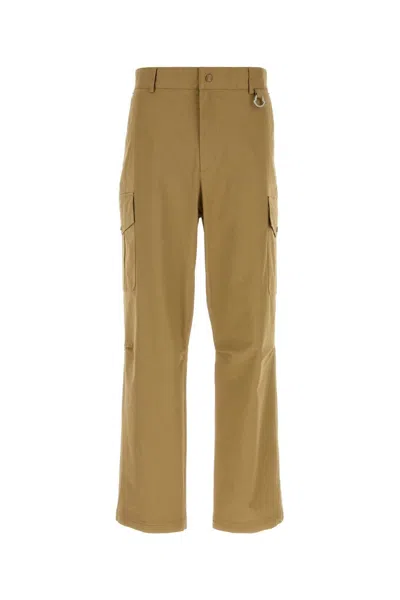 Moncler Beige Solid Cargos Trouser In Brown