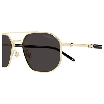 Montblanc Geometric-frame Double-bridge Sunglasses In Gold