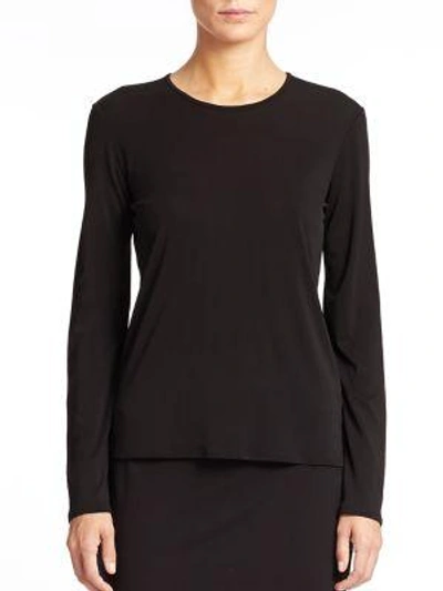 Shop Eileen Fisher Long-sleeve Silk Top In Black
