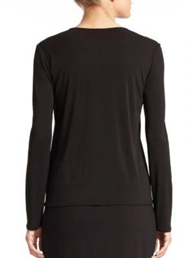 Shop Eileen Fisher Long-sleeve Silk Top In Black