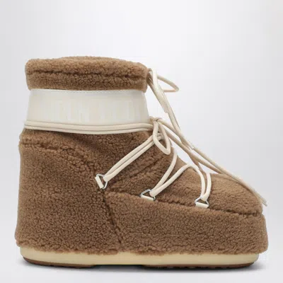 Moon Boot Icon Low Boot In Camel Teddy Fabric In Brown